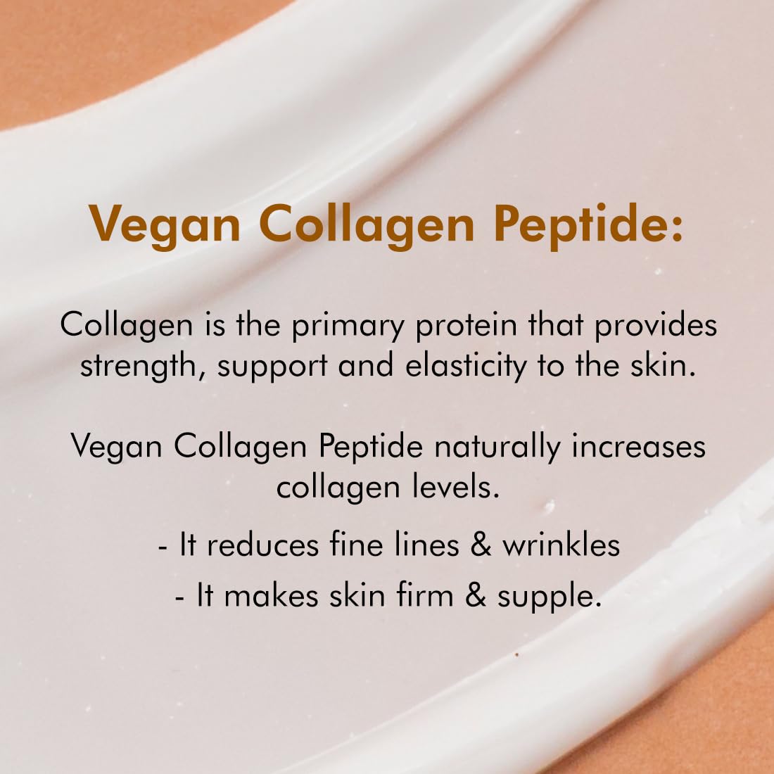 Text about vegan collagen peptide with a neutral background