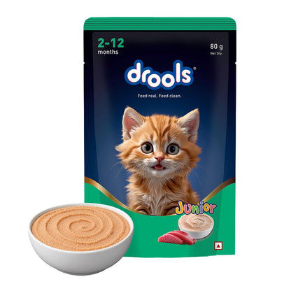 Drools Kitten Wet Mousse 80g | Tuna | High Protein | Promotes Hydration & Easy Digestion | Grain Free | No Artificial Additives | Enriched with Vitamins & Antioxidants