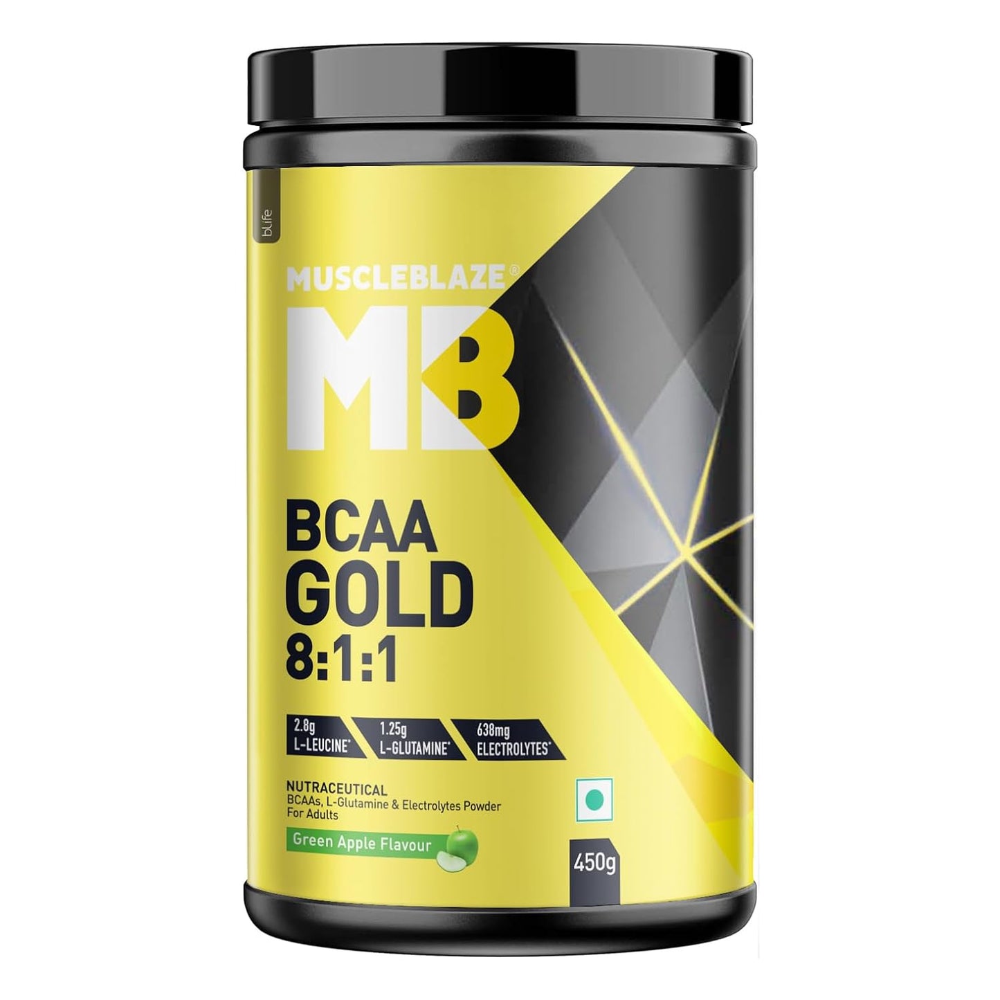 MuscleBlaze BCAA Gold 8:1:1 (450g, 60 Servings) | With Higher Leucine, Electrolytes & Glutamine