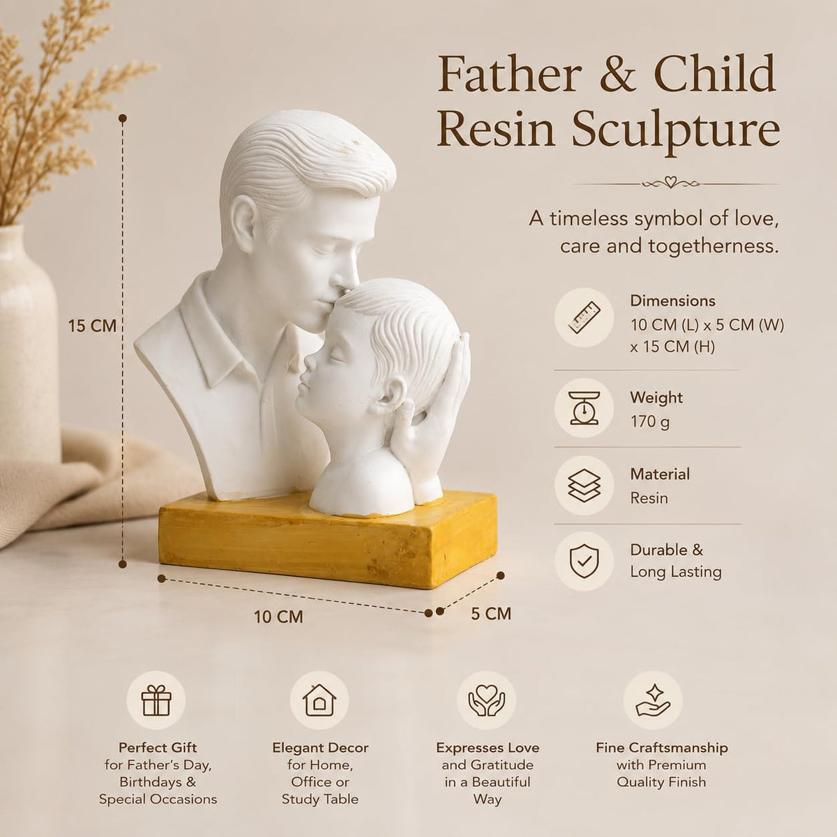 CraftVatika Gift for Father Son Statue Showpiece, Father Son Gift, Home Decor Items, House Warming Gifts Father's Day Birthday Gift for Man Dad Papa Daddy, Gifts for Him
