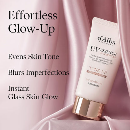 d'alba Piedmont Italian White Truffle Waterfull Tone-Up Sunscreen, Vegan Skincare, Tinted Moisturizer With Spf 50+ Pa++++, Glowy Sunscreen For Sensitive Skin - 50ml
