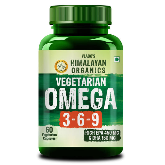 Vlado's Himalayan Organics Omega 3 6 9-2000mg/Serving I Vegetarian Omega 3 Supplement I Support Muscle,Bone,Heart & Skin - No Burps, No Fish Oil Used Capsules for Men & Women- 60 Capsules