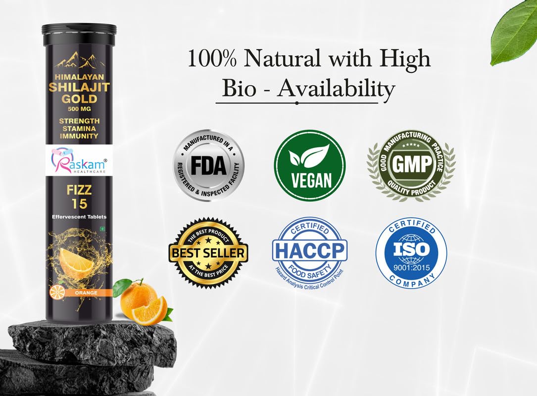 Two bottles of Himalayan Shilajit Gold with certification logos on a white background