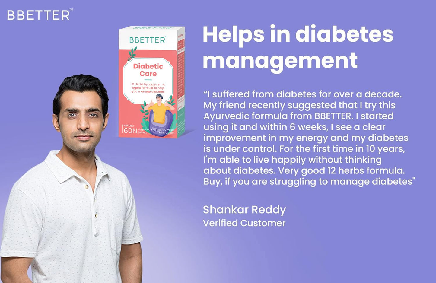 BBETTER Diabetic Care - Lab Tested Ayurvedic Medicine With Karela Jamun Gurmur Saptaranga And More To Manage Diabetes and Blood Glucose Level 60 Veg Capsules