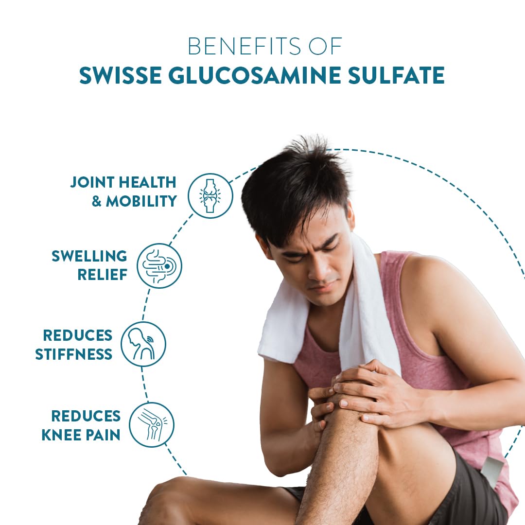 Zephivo Swisse Glucosamine Sulfate+ (60 Serving Pack, Only One Tablet Per Serving) - Higher Absorption Glucosamine - Supports Healthy Joints, Bones & Cartilage