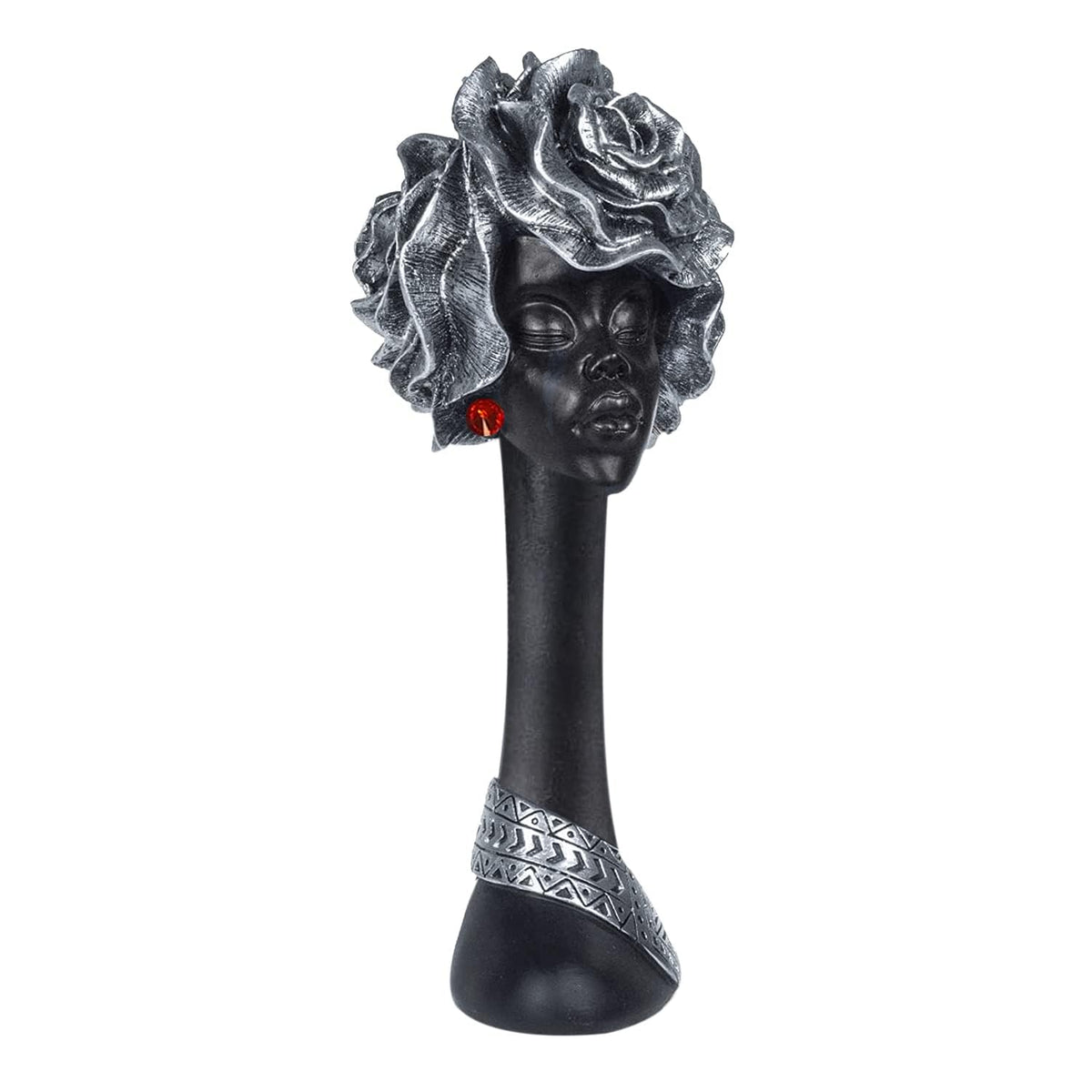 Home Decor Resin African Lady Showpiece (Black, Pack of 1)