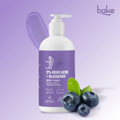 BAKE 2% Kojic Acid Brightening Body Wash with Glycolic Acid & Alpha Arbutin | De-Tan Body Wash | For Pigmentation & Tan Removal | For Dark Knees & Elbows | Dark Spots & Sun Damage | For Men & Women - 250ml