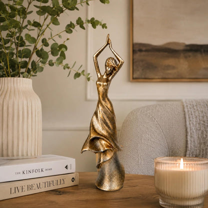 Graceful Dancing Lady Sculpture Showpiece for Home & Office Décor | Contemporary Feminine Figurine for Living Room, Study, Shelf & Console Table Styling | Artistic Statement Accent