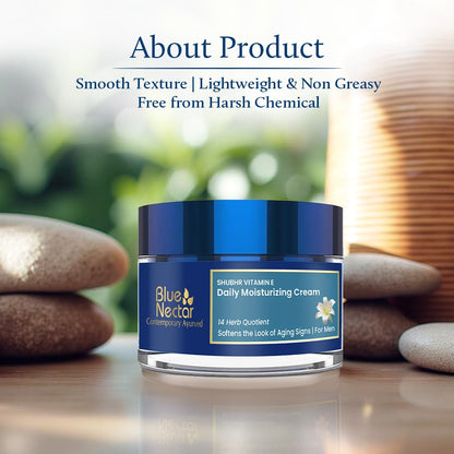 Blue Nectar Face Cream for Men Daily Moisturizing Anti Aging Cream for Men with Face Glow for Oily Skin and Normal Skin (14 Herbs, 50g)