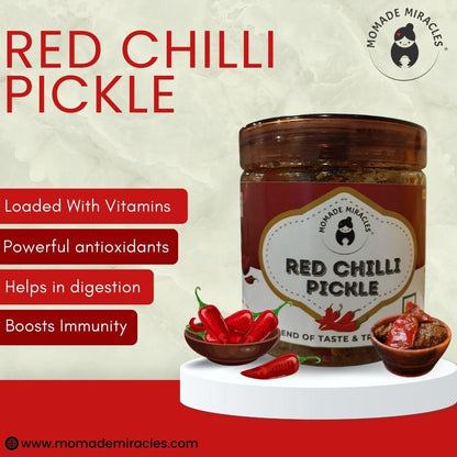 Momade Miracles Red Chilli Pickle in Fresh Mustard Oil | Homemade Bharwa Lal Mirch Achar | Spicy & Tangy Stuffed Red Chili Pickle | Traditional Indian Recipe | Authentic Flavor with Less Oil | 400g