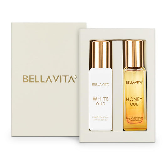 Bellavita perfume set with two bottles in a box on a white background