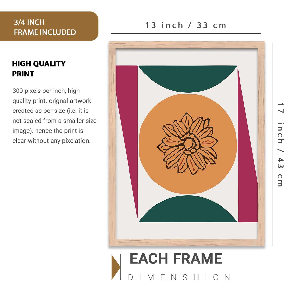 Abstract Painting Home Decorative Modern Wall Art poster With Frame For Living Room Bed Room Hotel Wall Decor Digital Reprint Set of 3 (13X17 inch)