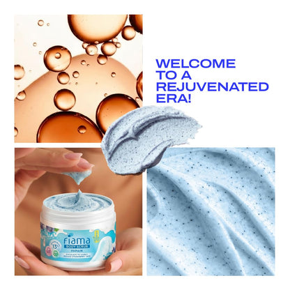 Fiama Strawberry Skin Exfoliating Body Scrub 200g, 0.5% Papain Enzyme + 0.1% Caffeine, Chemical + Physical Exfoliation, 13% Polishing Blend, Reduces Keratosis Pilaris, Refreshing Aqua Fragrance