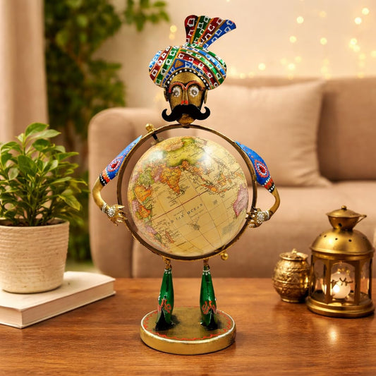 Home and Office Decorative Globe Metal Rajasthani Home Decor Items for Living Room Show Piece, Decor and Gift for Living room, Bedroom, Showcase, Office Desk, Interior