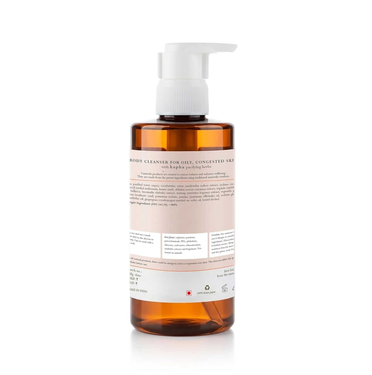 Vanaveda Kapha Body Cleanser for Oily Skin | Purifying Ayurvedic Body Wash with Plant-Based Cleansers | Daily Body Care for Refreshed Skin | 300ml