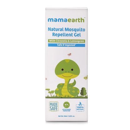 Mamaearth Natural Mosquito Repellent Gel - 50 ml | Infused with Citronella Oil, Lemongrass Oil & Peppermint Oil | DEET Free, Protects from Dengue, Malaria & Chikungunya