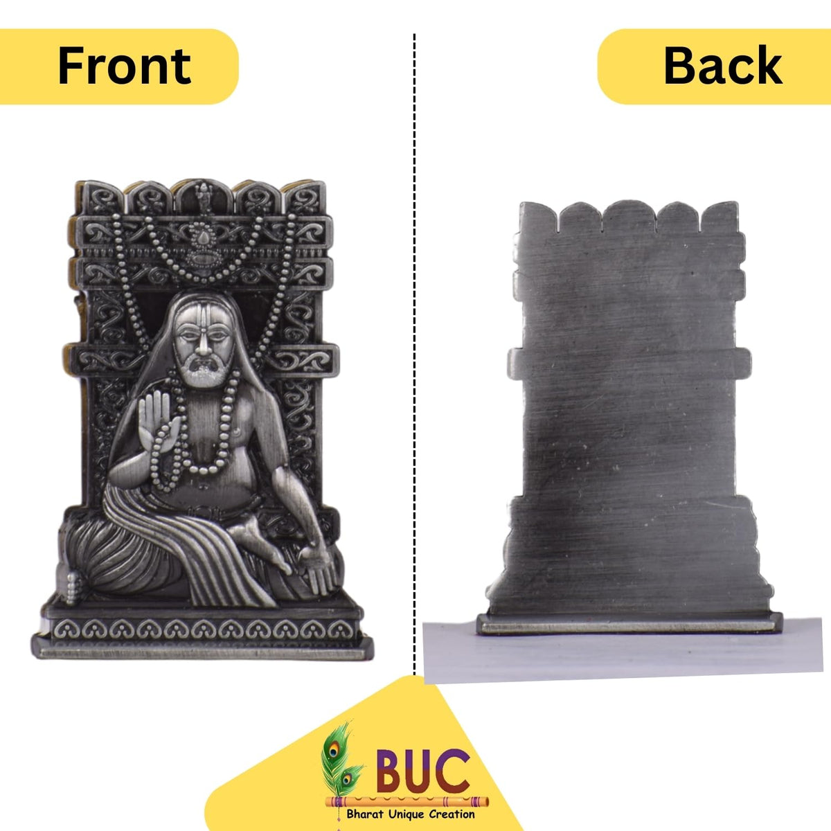 Shri Raghavendra Swami Idol for Car Dashboard | Sri Raghavendra Swamy Murti | Spiritual Blessings & Protection | Golden, Silver Black, Copper, Brass Finishes | Anti-Slip Base(S979-OXI)