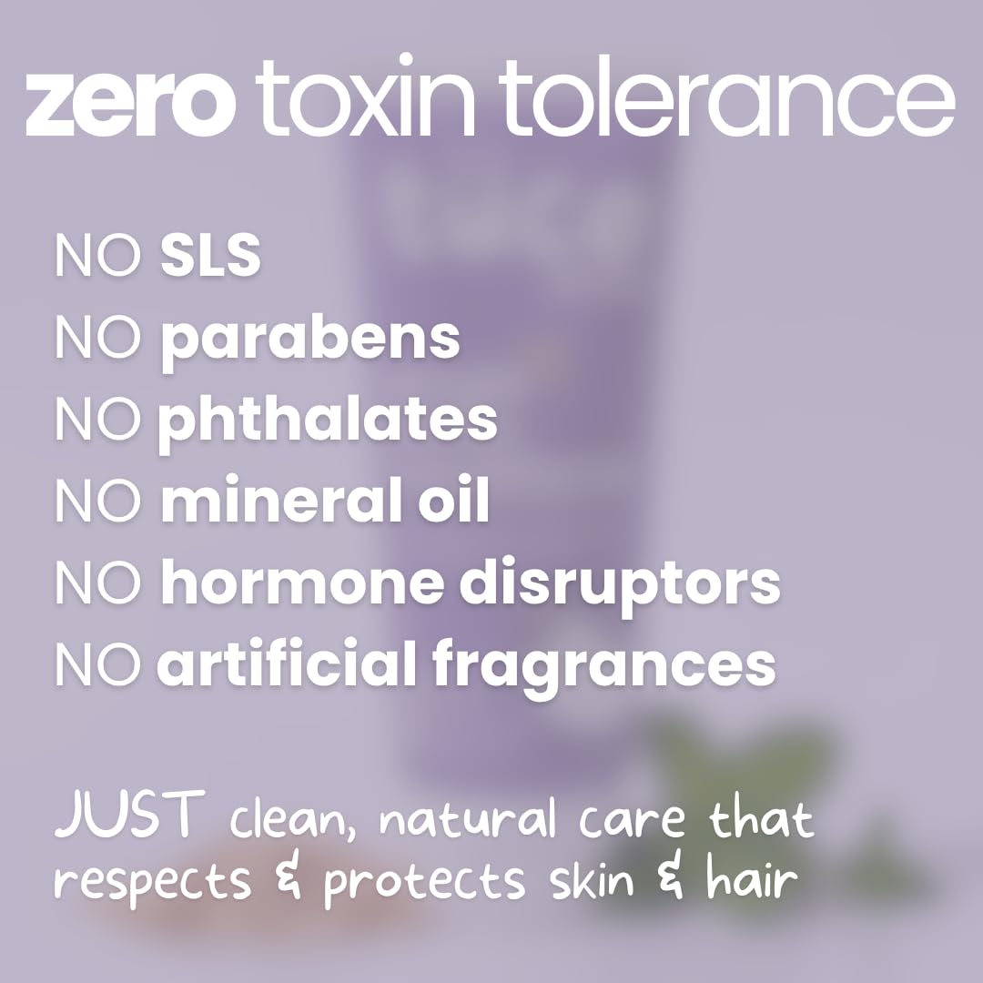 Product label with 'zero toxin tolerance' claims on a blurred background