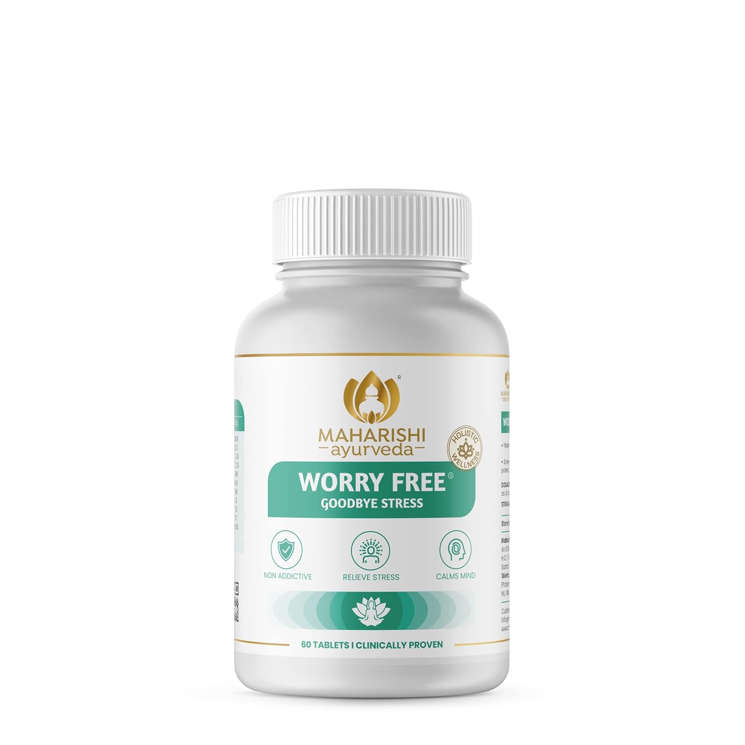 Zephivo Maharishi Ayurveda Ashwagandha Worry Free Ayurvedic Tablets, Help Keeps The Mind And Body Calm And Relaxed Non Addictive 60 Tablets
