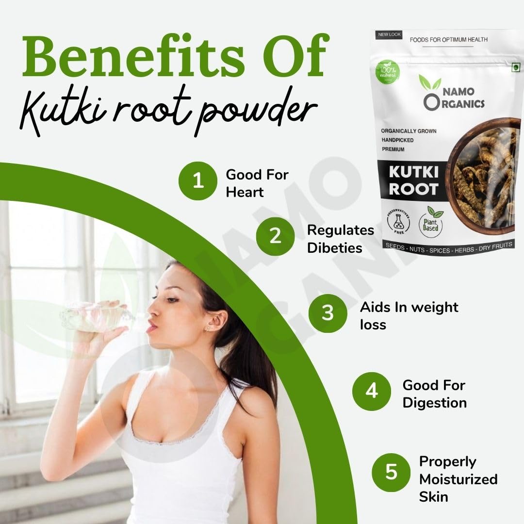Namo Organics - Pure Kutki root for Liver - 100g - Katuki - Picrorhiza Kurroa | Preservative-free, Chemcial- free