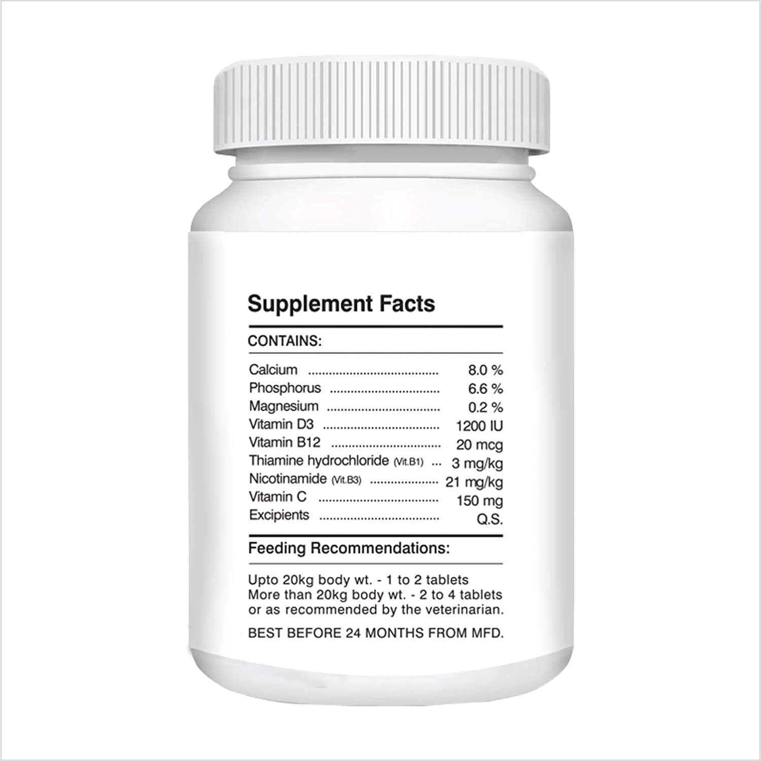 Supplement bottle with label showing 'Supplement Facts' on a white background