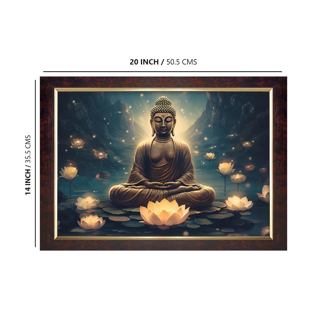 Premium Sparkle Lamination, Buddha Photo Frame, Copper Gold, 14x20 Inch 22084