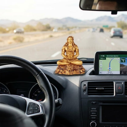 Shivji Idol for Car Dashboard, Home Temple & Office Desk | Compact Resin Mahadev Murti for Puja Room, Table Decor & Spiritual Gift | Small Lord Shiva Statue (Gold Meditating Adiyogi)