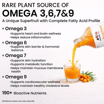 Growfitz Himalayan Sea Buckthorn Pulp Concentrate 500 ML | Cold-Pressed | Makes 80 Glass, Natural Vitamin C, Omega 3 6 7 9, Antioxidants | Immunity, Skin Glow & Gut Health Support | Seabuckthorn Juice
