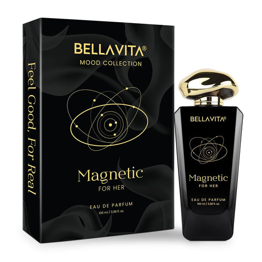 Bellavita Magnetic for Her perfume bottle and packaging on a white background
