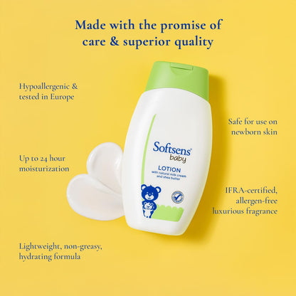 Softsens Baby Nourishing Lotion with Milk Cream & Shea Butter For Face & Body, Moisturizer for Kids 200ML (Pack of 1)