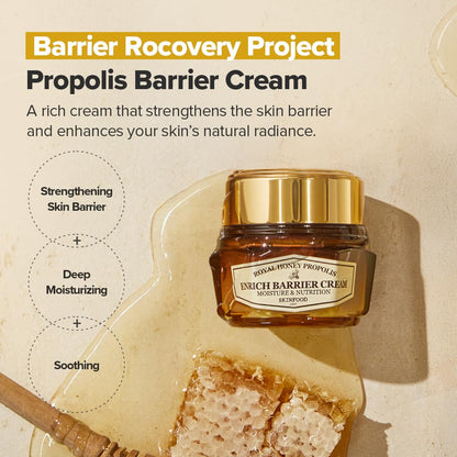 SKINFOOD 1957 Honey Enrich Barrier Cream 63ml|Black Bee Propolis & Royal Jelly Extract Face Cream|Serum for all Skin Types