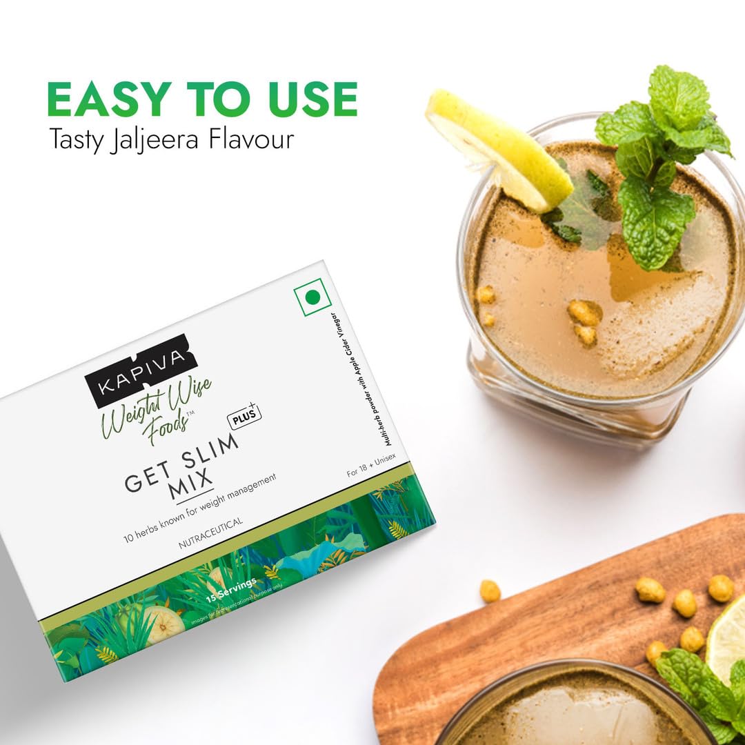 Kapiva Get Slim Mix | Blend of 10 Weight-Care Ingredients | Long-term Weight Care | No preservatives | 15 sachets, Pack of 2