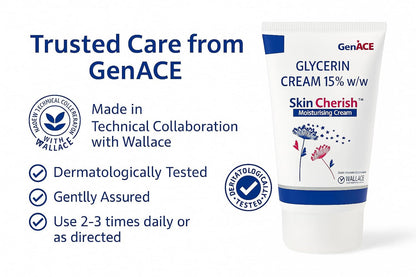 Skin Cherish Glycerin Cream 15% w/w – 150g | Deep Moisturizing Cream for Dry & Sensitive Skin | Hydrating, Nourishing & Soothing Formula | Dermatologically Tested