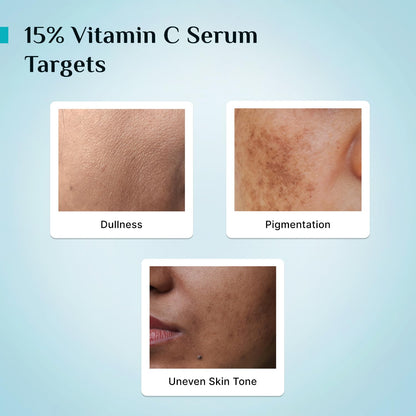 Pilgrim 15% Vitamin C Serum 10ml for Glowing Skin with Ferulic Acid & Kakadu Plum | Advanced Dark Spot Corrector, Hyperpigmentation & Brightening Face Serum | For All, Combination, Normal Skin