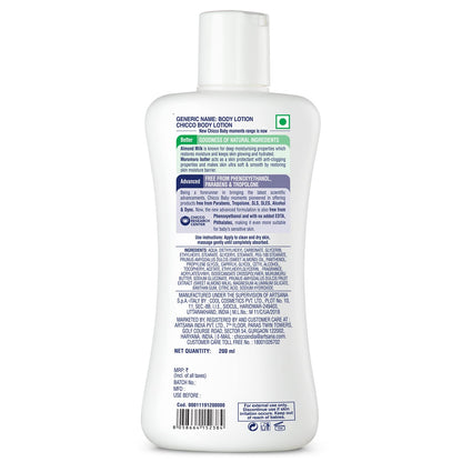 Chicco Baby Moments Body Lotion 200ml | Almond Milk & Murumuru Butter | Quick Absorb Formula with Natural Ingredients for Ultra Soft Skin | Dermatologically Tested | Parabens & Phenoxyethanol Free