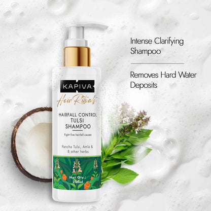 Kapiva Tulsi Anti Hairfall Shampoo | Fights Hard Water Damage & Controls Hair fall | Reduces Hair Breakage