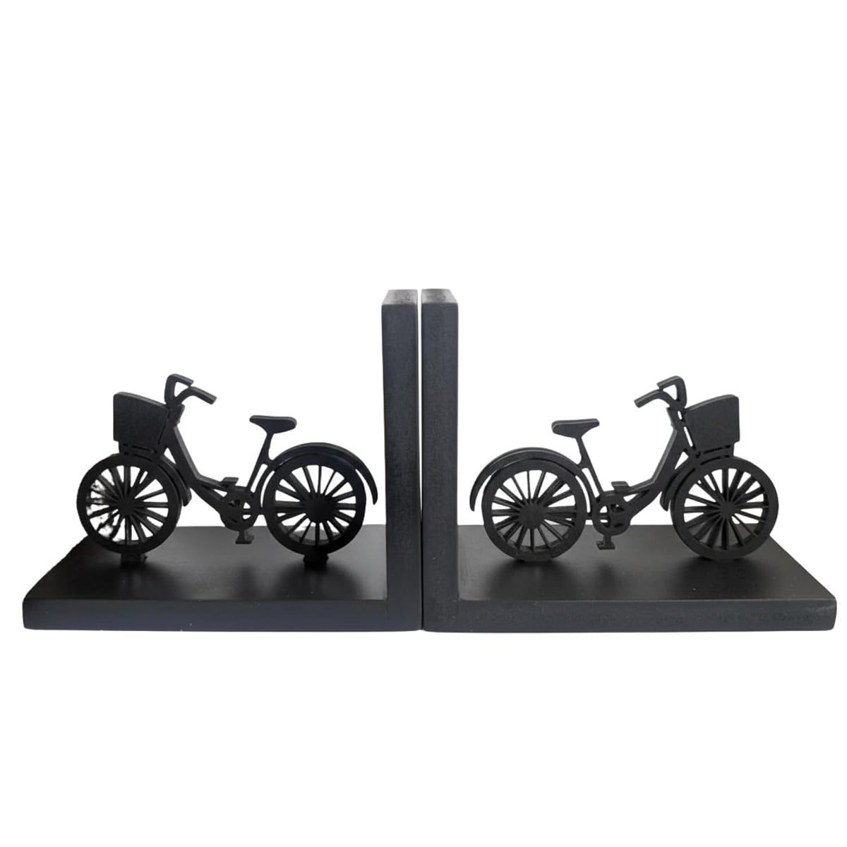 eCraftIndia Wooden Book End with Bicycle Showpiece for Home Decor Office Table | Gift for Housewarming Birthday