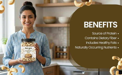 Avogro Premium Whole Cashews | Natural Kaju Crunchy Dry Fruits for Snacking Baking Cooking Desserts Hygienically Packed