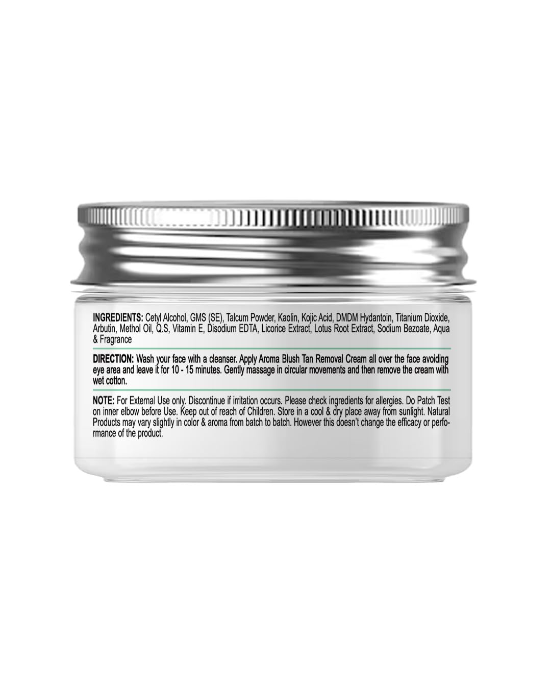 Jar of cream with a silver lid on a white background