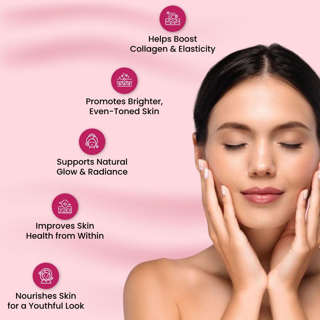 ZEROHARM Skin Radiance Supplement | L-Glutathione, Acerola Cherry Extract (Vitamin C), Biotin & E for Skin Whitening | Skin Glow, Reduce Dark Spots, Brighten & Hydrate Skin | Men & Women | 60 Tablets