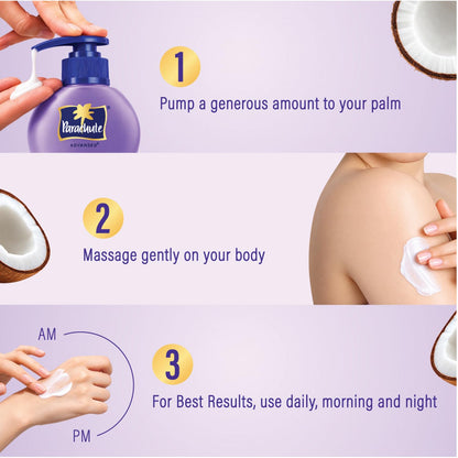 Parachute Advansed Coco Nourish Body Lotion with Pure Coconut Milk, 10 Layer Deep Action | 72 Hr | Moisturizer | Deep Nourishment | For Dry Skin | For Women | For Winter | Daily Use 600ml