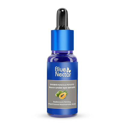Blue Nectar Under Eye Serum with Plant Based Niacinamide from Potato Starch Papaya Dark Circles Serum with Advance Skin Firming Brightening Form (17 Herbs, 30ml)