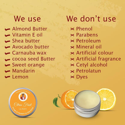 WE HERBAL Limited Edition Citrus Fruit Lip Balm - Deeply Moisturising & Nourishing, All-Natural Ingredients, Long-Lasting Hydration for Smooth, Soft Lips, Ideal for Daily Use, 8gm