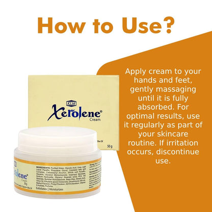 KLM Xerolene Hand & Foot Cream, 50g | Enriched with Olive Oil, Vitmin C | Moisturising cream for Men & Women