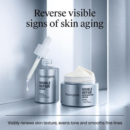 Neutrogena Visible Repair Retinol Day & Night Cream 50g |With Derm Proven Retinol, Peptides & Soothing Complex | Boosts Collagen for Anti-Ageing | Visibly Renews Skin Texture, Evens Tone & Smoothes Fine Lines | Non Irritating