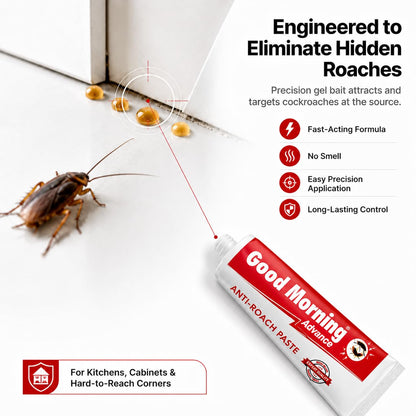 Good Morning Anti Roach Paste Cockroach Killer Gel 180g | Powerful Roach Control Formula | Fast-Acting Gel Bait to Eliminate Cockroaches from Kitchens, Cabinets & Corners | Safe, Effective & Easy to Apply (Pack of 4)