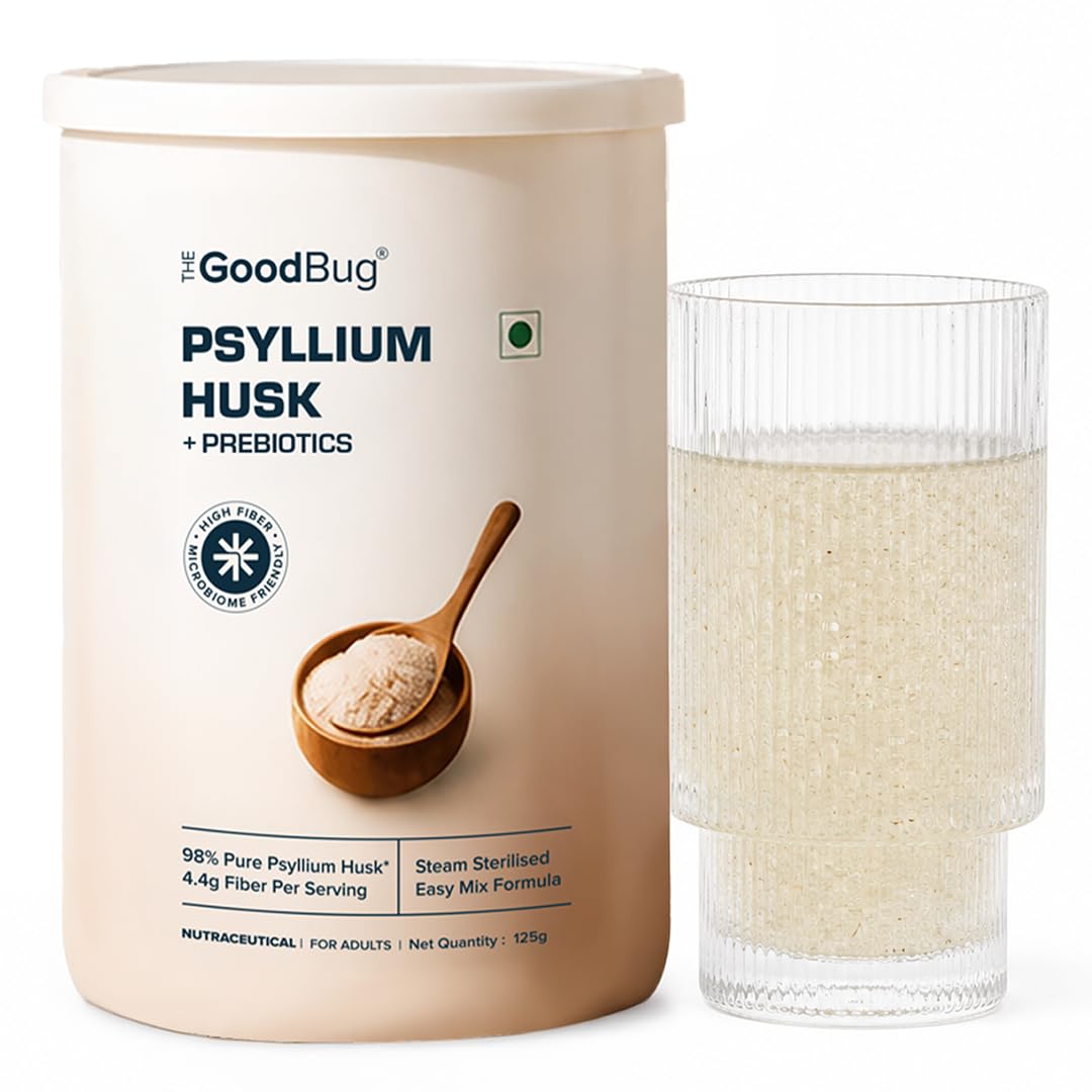 The Good Bug Psyllium Husk Powder with Prebiotics | 98% Pure Isabgol | 4.4 g Fibre Per Serving | Supports Constipation Relief, Gut Health, Weight Management & Healthy Blood Sugar
