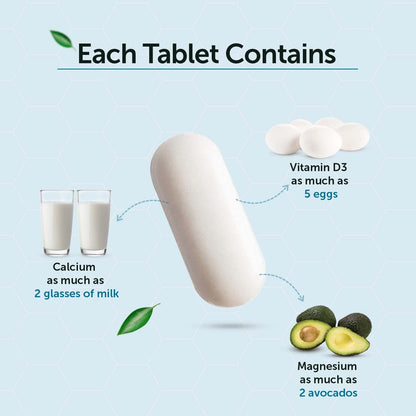 Neuherbs Calcium - 60 Tablets | True Calcium Supplement 1000mg For Men & Women | With Vitamin D3 & Magnesium | Support Bone, Joint & Muscle Health