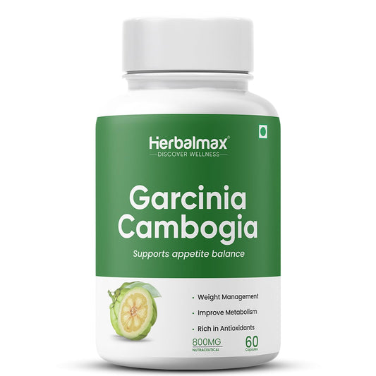 Herbal Max Garcinia Cambogia Capsules – 60 Veg Capsules | 60% HCA & Green Tea Extract | Supports Weight Management, Fat Burning, Digestion & Metabolism