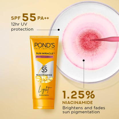 POND'S Serum boost sunscreen For All skin types prevent and fade dark patches with the power of SPF 55 and NIACINAMIDE-C Serum 50g